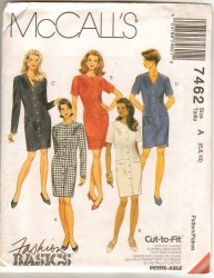 7462 FIT SHAPED BUTTON SS=LS DRESS PATTERN 6-10,8-14 3 SZ